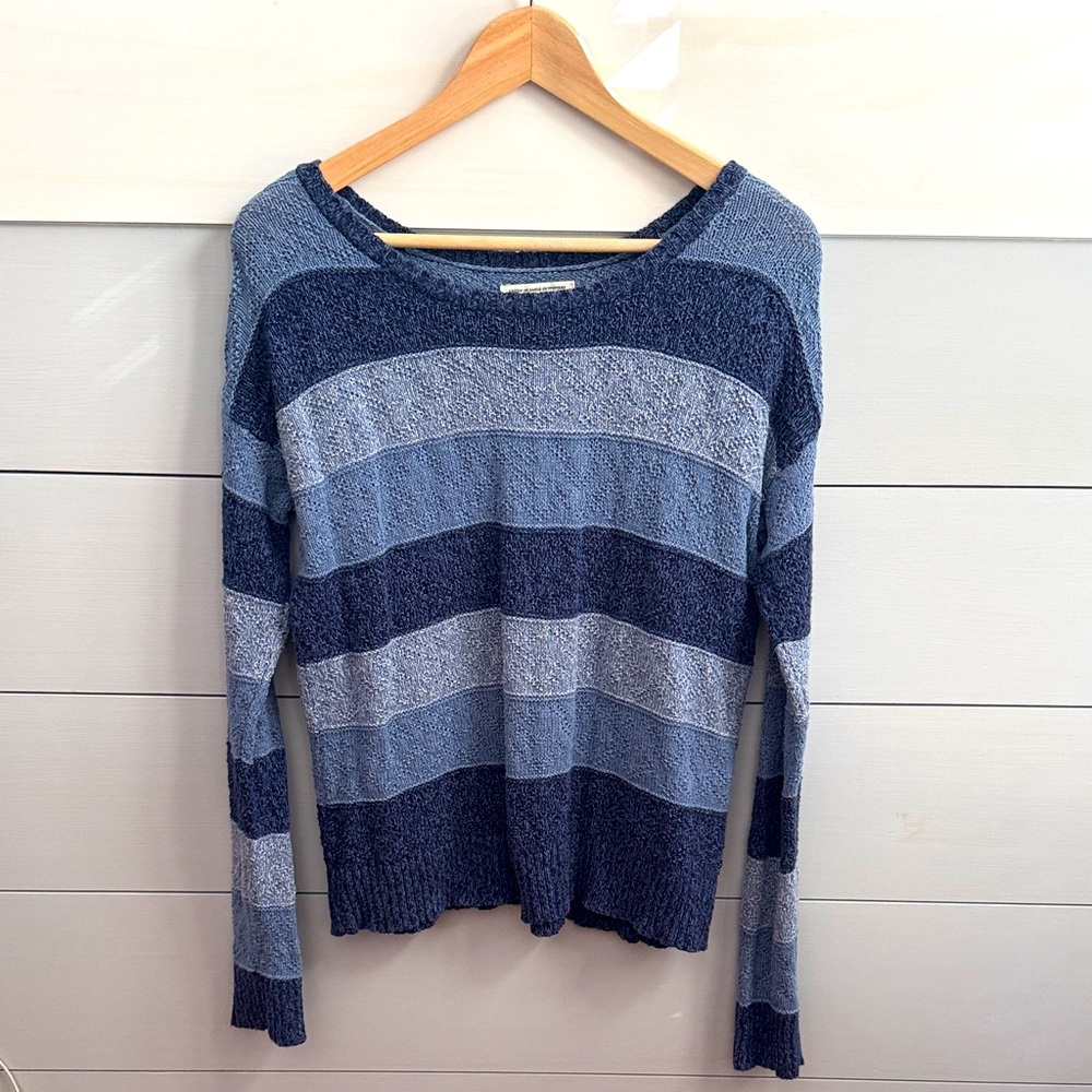 American Eagle outfitters sized medium Striped Blue Sweater